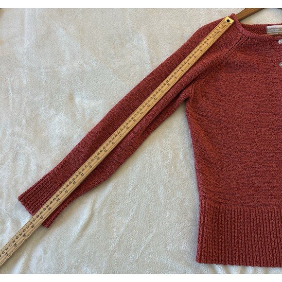 Coldwater Creek Cardigan Medium Button Textured Open Knit Autumn Fall Rust - Picture 8 of 11